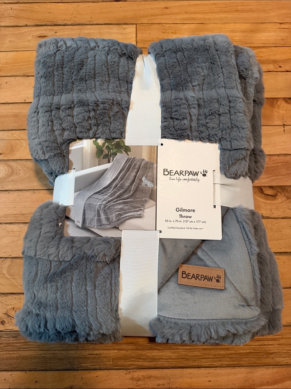 BearPaw Gilmore Plush Throw Blanket in Light Gray